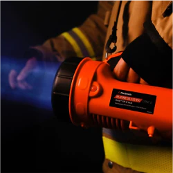 Latarka szperacz, Mactronic M-FIRE SL112 ATEX, 222lm, ładowalna, zestaw, pomarańczowy, pudełko