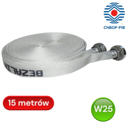 Wąż Hydrantowy H 25-15-ŁA/PCV, biały, hydrantowy, CNBOP, BZ