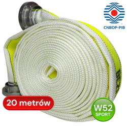 Wąż sportowy S 52, biało-żółty [lum], W 52-20-ŁA/PU wkładka poliuretan, CNBOP, BZ