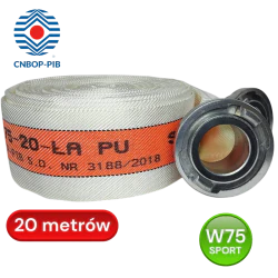 Wąż sportowy S 75, biało-oranżowy [lum], W 75-20-ŁA/PU, CNBOP, wkładka poliuretan, BZ