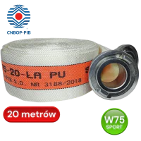 Wąż sportowy S 75, biało-oranżowy [lum], W 75-20-ŁA/PU, CNBOP, wkładka poliuretan, BZ