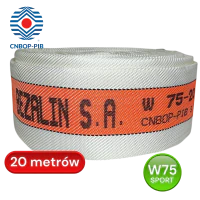 Wąż sportowy S 75, biało-oranżowy [lum], W 75-20-ŁA/PU, CNBOP, wkładka poliuretan, BZ