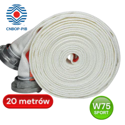 Wąż sportowy S 75, biało-oranżowy [lum], W 75-20-ŁA/PU, CNBOP, wkładka poliuretan, BZ