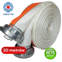 Wąż sportowy S 75, biało-oranżowy [lum], W 75-20-ŁA/PU, CNBOP, wkładka poliuretan, BZ