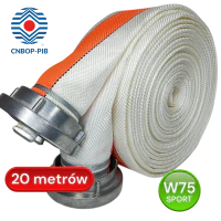 Wąż sportowy S 75, biało-oranżowy [lum], W 75-20-ŁA/PU, CNBOP, wkładka poliuretan, BZ