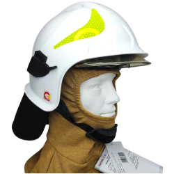 Hełm strażacki CALISIA VULCAN MO [wizjer metalizowany + okulary] KZPT OSP Biały