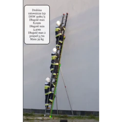 Drabina DNW 3080/3, szczeble 2x12 + 1x11, dł. 8m, masa 39kg
