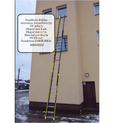 Drabina ratownicza nasadkowa DN 4084/3, szczeble 4x10, dł. 8,4m, masa 36,5kg
