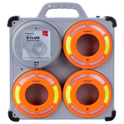 Dyski sygnalizacyjne zsynchronizowane Mactronic O-FLARE, ładowalne, zestaw [6x dysk, ładowarka, walizka] kolor amber