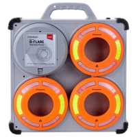 Dyski sygnalizacyjne zsynchronizowane Mactronic O-FLARE, ładowalne, zestaw [6x dysk, ładowarka, walizka] kolor amber