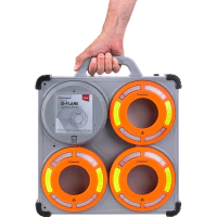 Dyski sygnalizacyjne zsynchronizowane Mactronic O-FLARE, ładowalne, zestaw [6x dysk, ładowarka, walizka] kolor amber