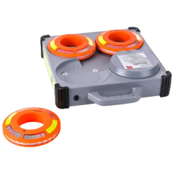 Dyski sygnalizacyjne zsynchronizowane Mactronic O-FLARE, ładowalne, zestaw [6x dysk, ładowarka, walizka] kolor amber