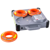 Dyski sygnalizacyjne zsynchronizowane Mactronic O-FLARE, ładowalne, zestaw [6x dysk, ładowarka, walizka] kolor amber