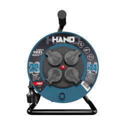 Przedłużacz bębnowy w oplocie gumowym [3x1,5, 20m, czarny, IP44] kod. W-96300