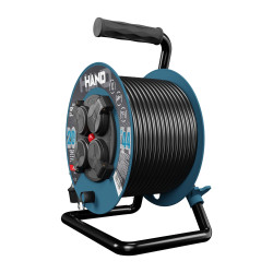 Przedłużacz bębnowy w oplocie gumowym [3x1,5, 20m, czarny, IP44] kod. W-96300