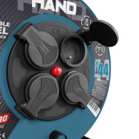 Przedłużacz bębnowy w oplocie gumowym [3x1,5, 20m, czarny, IP44] kod. W-96300