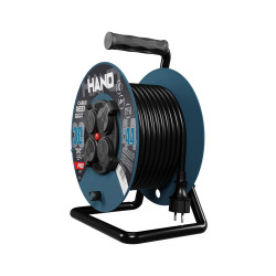 Przedłużacz bębnowy w oplocie gumowym [3x1,5, 30m, czarny, IP44] kod. W-96302