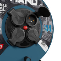 Przedłużacz bębnowy w oplocie gumowym [3x1,5, 30m, czarny, IP44] kod. W-96302