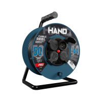 Przedłużacz bębnowy w oplocie gumowym [3x1,5, 50m, czarny, IP44] kod. W96303