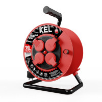 Przedłużacz bębnowy warsztatowy [3x2,5, 20m, czarny, IP44] kod. W-98043