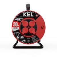 Przedłużacz bębnowy warsztatowy [3x2,5, 30m, czarny, IP44] kod. W-97922