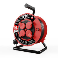 Przedłużacz bębnowy warsztatowy [3x2,5, 50m, czarny, IP44] kod. W-97924