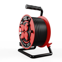 Przedłużacz bębnowy warsztatowy [3x2,5, 50m, czarny, IP44] kod. W-97924