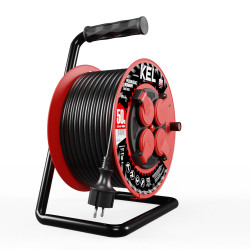 Przedłużacz bębnowy warsztatowy [3x2,5, 50m, czarny, IP44] kod. W-97924