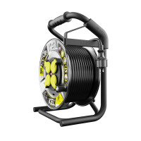 Przedłużacz bębnowy metalowy, specjalistyczny [3x2,5, 50m, czarny, IP44] kod. W-99281