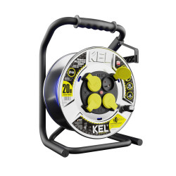 Przedłużacz bębnowy metalowy, specjalistyczny, gniazdo nieobracalne [3x2,5, 20m, niebieski, IP44] kod. W-99251