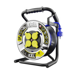 Przedłużacz bębnowy metalowy, specjalistyczny, gniazdo nieobracalne [3x2,5, 20m, niebieski, IP44] kod. W-99251