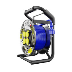 Przedłużacz bębnowy metalowy, specjalistyczny, gniazdo nieobracalne [3x2,5, 20m, niebieski, IP44] kod. W-99251