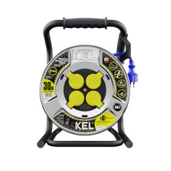 Przedłużacz bębnowy metalowy, specjalistyczny, gniazdo nieobracalne [3x2,5, 20m, niebieski, IP44] kod. W-99267