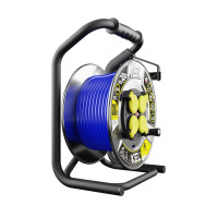 Przedłużacz bębnowy metalowy, specjalistyczny, gniazdo nieobracalne [3x2,5, 20m, niebieski, IP44] kod. W-99267