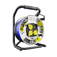 Przedłużacz bębnowy metalowy, specjalistyczny, gniazdo nieobracalne [3x2,5, 50m, niebieski, IP44] kod. W-99283