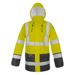 Kurtka wodoochronna ostrzegawcza dwukolorowa zapinana na zamek AQUAPROS model 4283