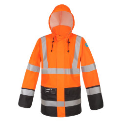 Kurtka wodoochronna ostrzegawcza dwukolorowa zapinana na zamek AQUAPROS model 4283