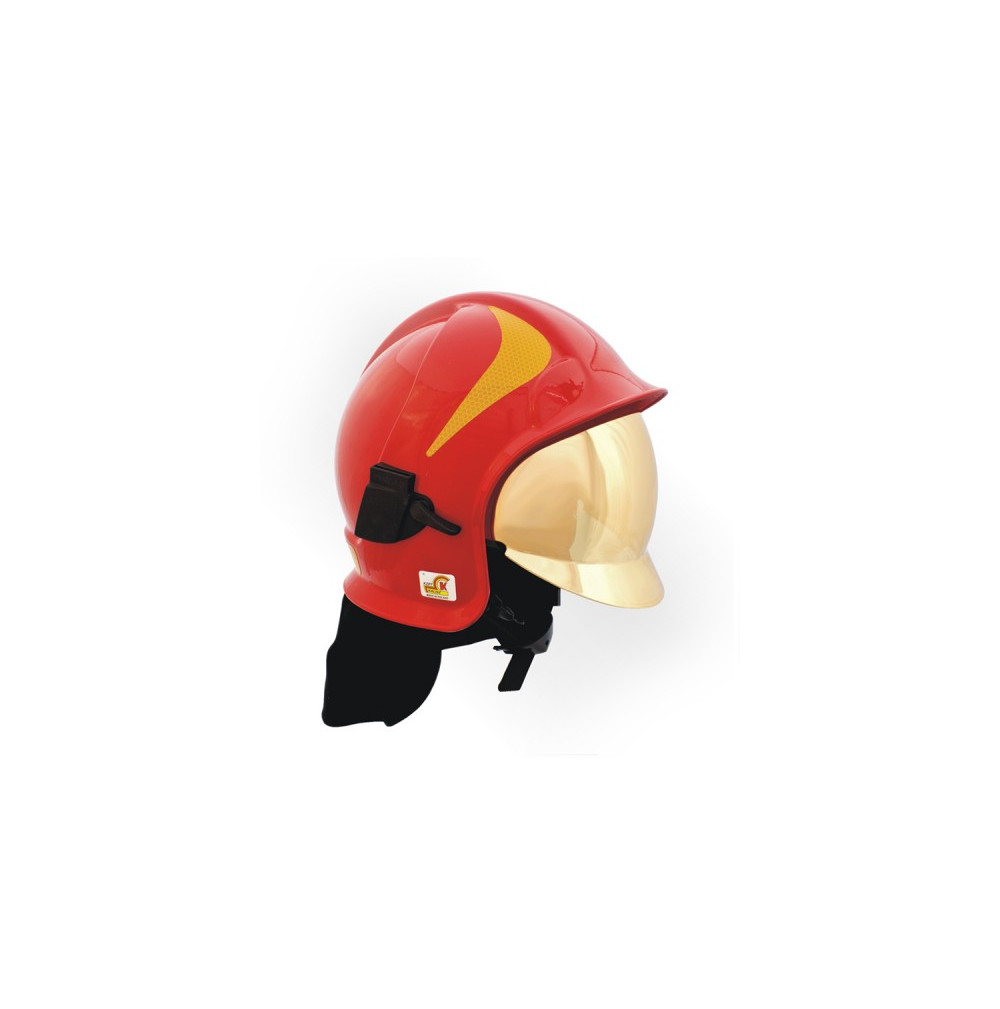 Hełm strażacki CALISIA VULCAN MO [wizjer metalizowany + okulary]  KZPT PSP Czerwony
