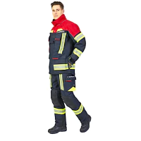 Ubranie bojowe FIRE FLEX – granatowo-czerwony NOMEX® NXT (CNBOP) + napisy kod. 141450+141452