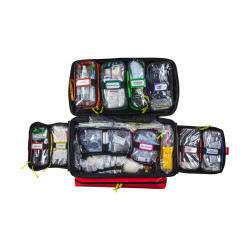 Zestaw medyczny PSP R1 w plecaku bez deski i bez szyn bez butli BLACK FRONT (wytyczne KSRG 06.2021)