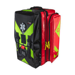 Zestaw medyczny PSP R1 w plecaku bez deski i bez szyn bez butli BLACK FRONT (wytyczne KSRG 06.2021)