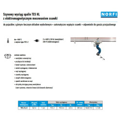 Wyciąg spalin szynowy TES HL.D 6m górny boczny układ wydechowy kod. TES HL.D