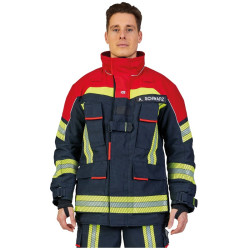 Ubranie bojowe FIRE FLEX – granatowo-czerwony NOMEX® NXT (CNBOP) + napisy kod. 141450+141452