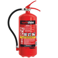 Gaśnica proszkowa 6kg GP-6x ABC-MP KZWM przedstawiona z perspektywy frontalnej